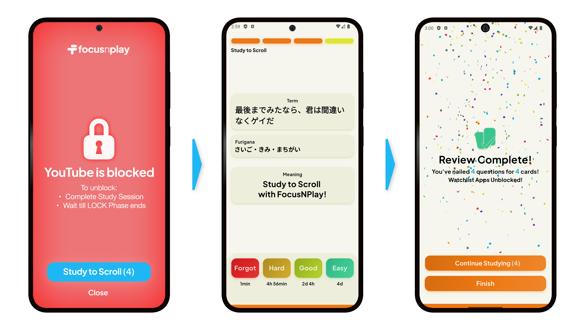 FocusNPlay's Study to Scroll Flow